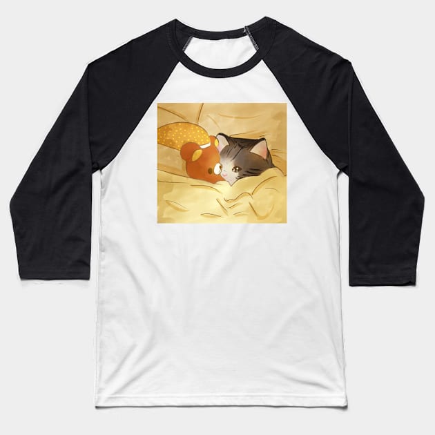 Crying Cat Meme Baseball T-Shirt by ellenent